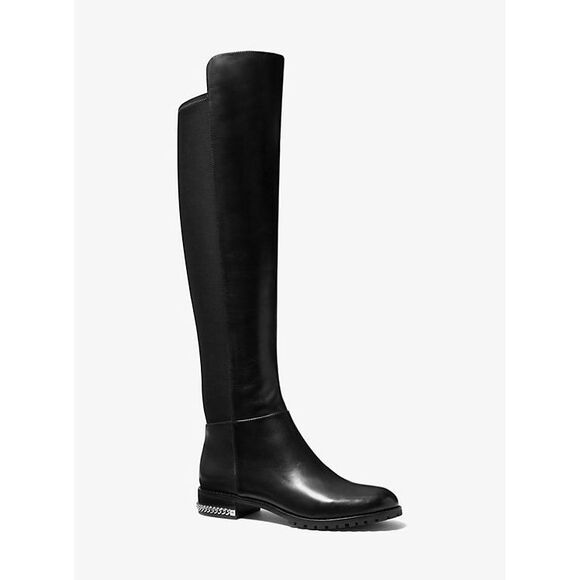 Michael Kors Sabrina Over The Knee Stretch Leather Flat Boots Black Size 6 $250 - Picture 1 of 13